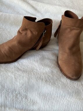 Sam Edelman Packer Suede Ankle Bootues Golden Brown Double Zip Size 7.5
